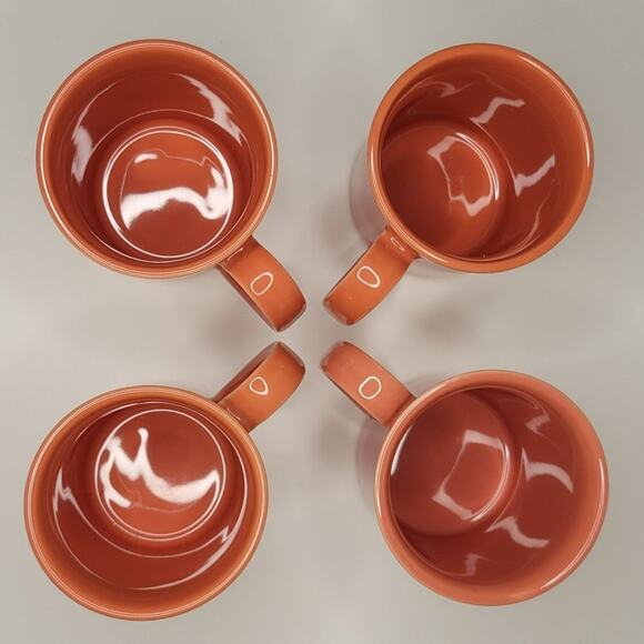 Vintage Set of 4 Corning Ware Coral Pink Salmon Coffee Cups Mugs - Picture 4 of 9
